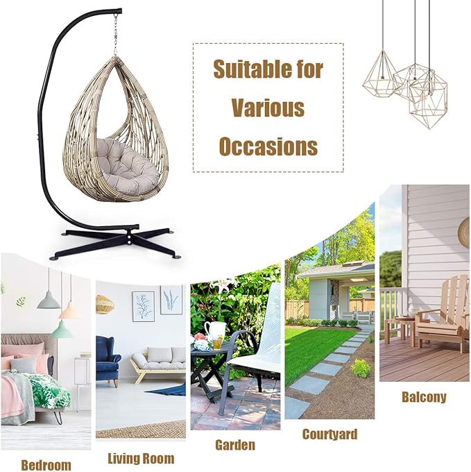 RELAX4LIFE Hammock Stand Heavy Duty Portable &amp Detachable C Stand for Hanging Hammock Air Porch Swing Chair Outdoor &amp Indoor Usage