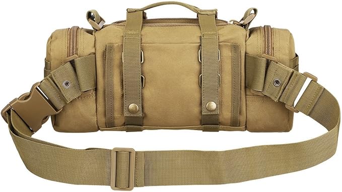DLP Tactical Compact Range Bag/MOLLE Compatible EDC Bug Out Bag/Waist Pack (Coyote)