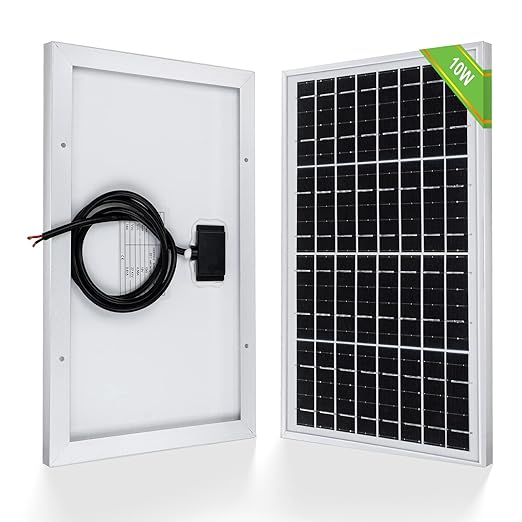 ECO-WORTHY 10W Solar Panel Battery Charger Portable for Charging 12V Battery or Vehicle Gate OpenerElectrical Fence Chicken Coop Lawn Tractor Boat