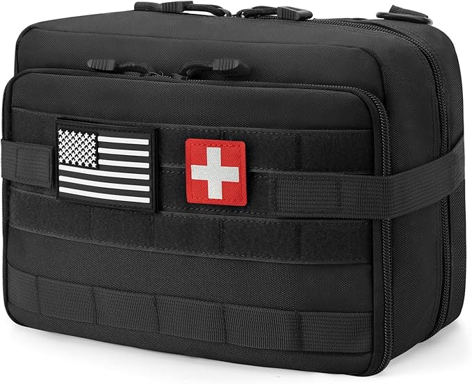 Jueachy Tactical Molle Pouch Large Admin Bag Utility Tool Pouches Molle Attachment EDC Pouches Expandable Molle Accessories Organizer Medical Pocket U.S.A Patch Included