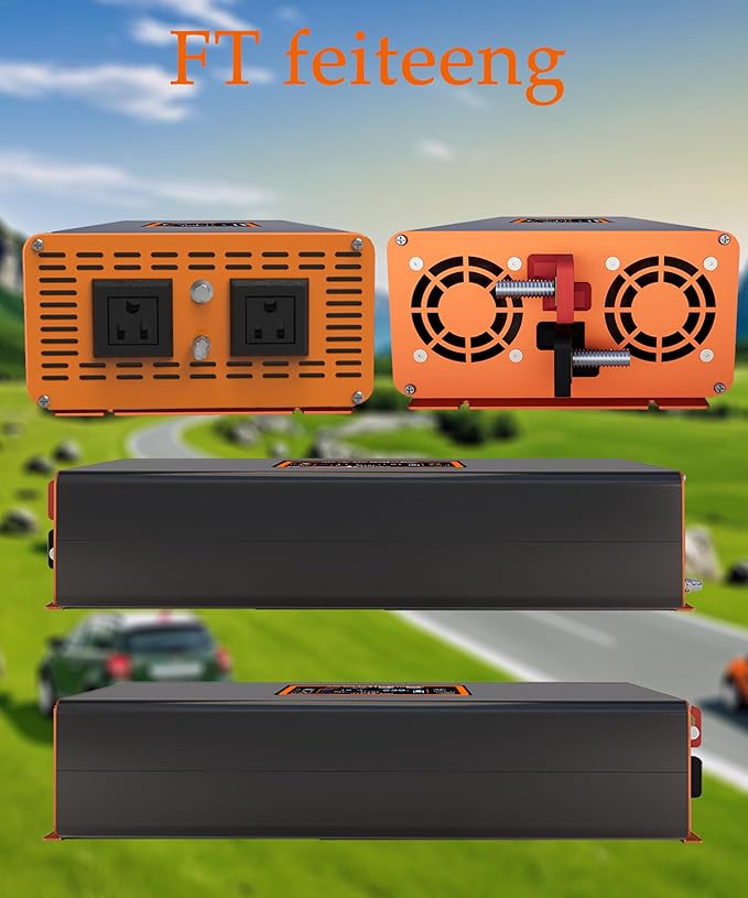 2000W Pure Sine Wave Power Inverter Car Power Inverter 12V to 120V AC Converter with Remote Cable LCD Display 2AC+3USB Type-C Port Surge 4000W for Camping Emergency Vehicles Truck RV