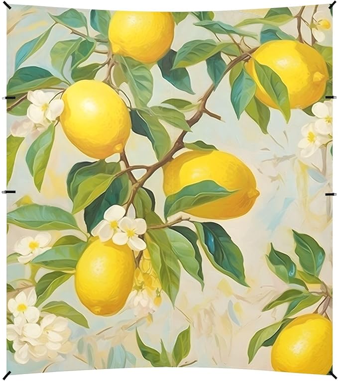 ALAZA Lemon Print Flower Beach Tent Sun Shelter Portable Canopy Sunshade for Outdoor Camping Picnics Backyard Fun 10x9 ft