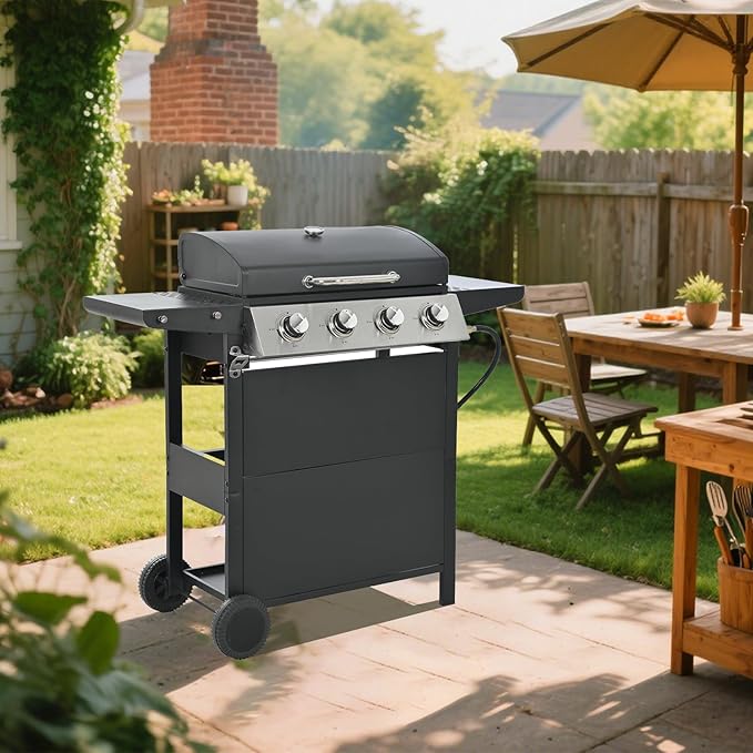 Endark 4-burner | 34000 BTU all-purpose cast iron bbq grill | Perfect for outdoor cooking garden poolside tailgating and hiking | great for roasting searing kebabs