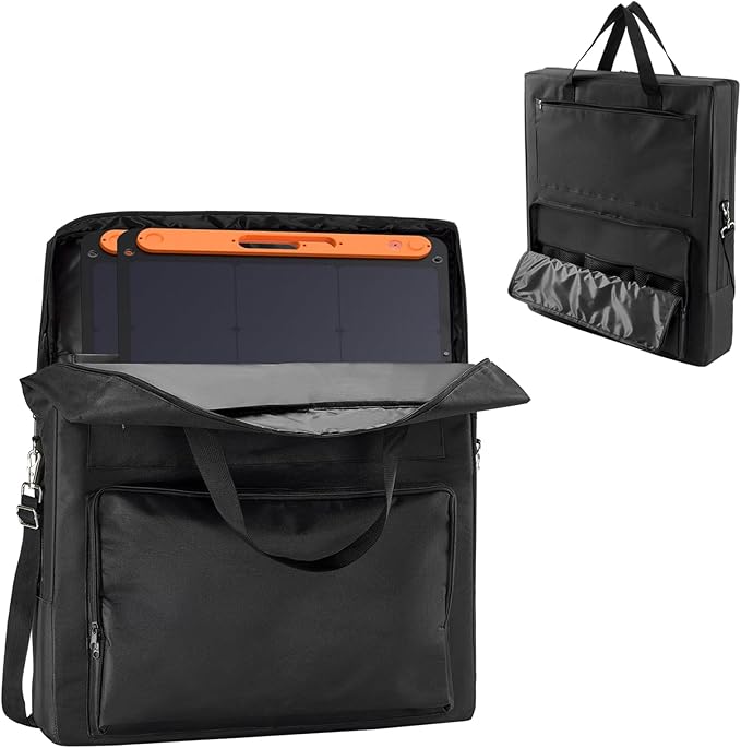 Solar Panel Storage Bag Compatible with Jackery Solar Panel 100 WattPadded Solar Panels BagSolar Panels Carrying Case with 2 Pockets (22 x 4.72 x 25.6inBlack)