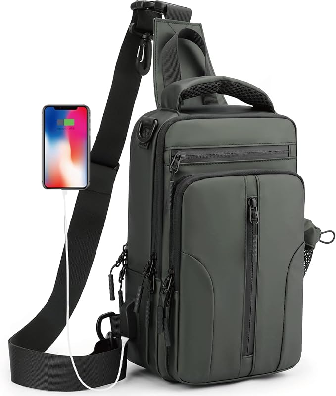 Anti Theft Crossbody Backpack Shoulder Sling Bag Men Women One Strap Motorcycle Messenger Bag Daypack for Cycling
