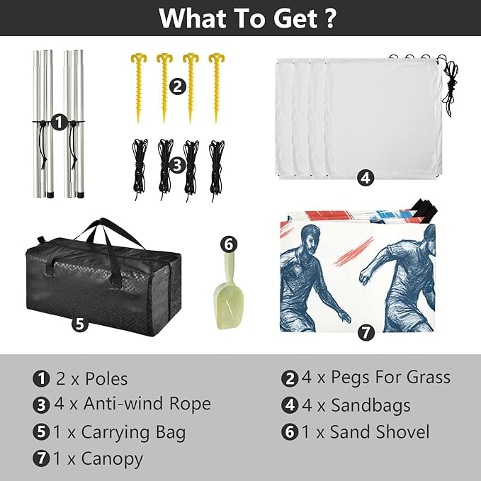 xigua Play Soccer Beach Tent Sun Shelter with Carrying Bag - Silver Coated Oxford Fabric Beach Canopy for Beach Camping Fishing - Includes Windproof Ropes Sandbags &amp Stakes