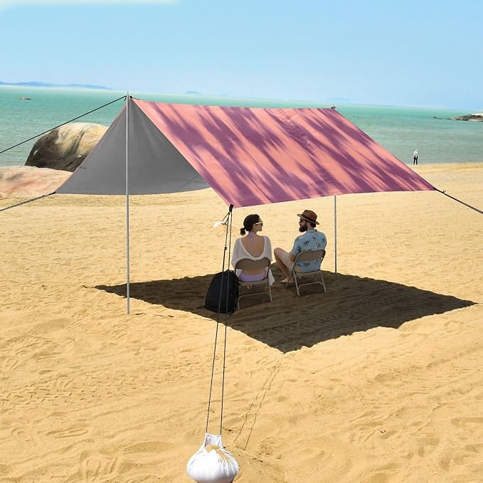 Abstract Shadow Print Beach Tent Sun Shelter Set UPF50+ UV Protection 10.5 x 9.19 FT Camping Shade Canopy with Sandbags Sand Anchors Carrying Bag and Others
