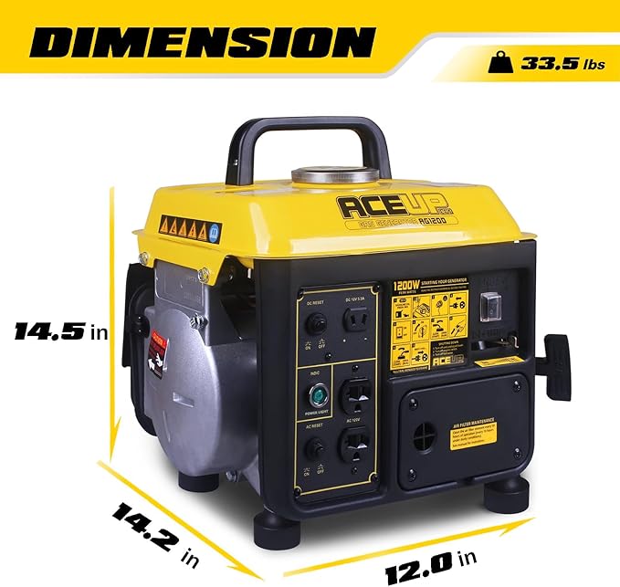 Aceup Energy 1200W Gas Powered Generator Small Portable Generator for Home Use Ultralight EPA &amp CARB Compliant