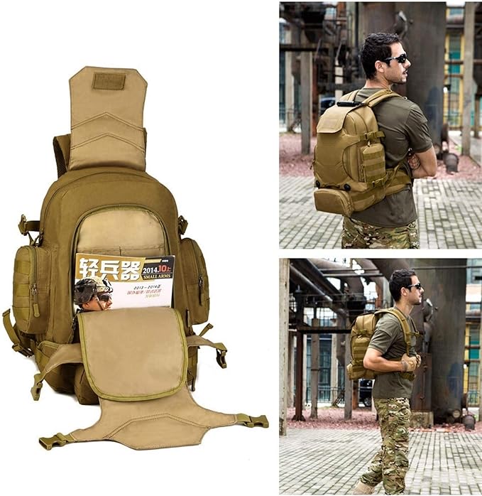 Jungle Leopard 40L Travel Rucksack Tsctical Backpack Army Molle Outdoor Sport Bag Men Camping Hiking Military (Color : S427-40L-BK)