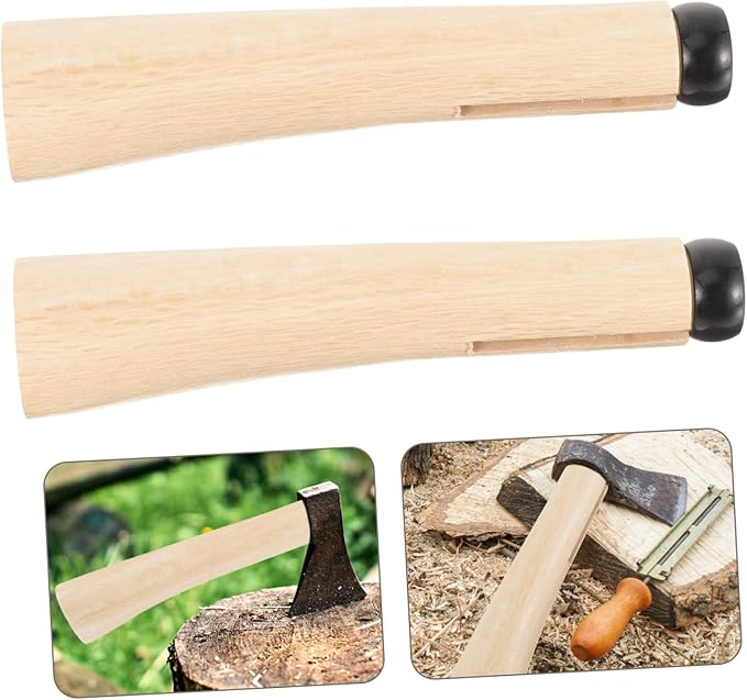VICASKY 2set Wooden Axe Handle Replacement Durable Wood Axe Grip Comfortable Ergonomic Design for Easy Installation for Camping and Woodworking
