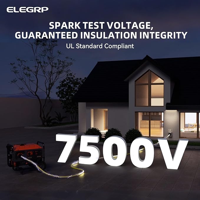 ELEGRP 30 Amp Generator Extension Cord 25 Feet 4-Prong NEMA L14-30P to L14-30R 120/250V Up to 7500W SJTW 10AWG/4C Locking Power Cord for Portable Generators Home Backup UL Standard Compliant