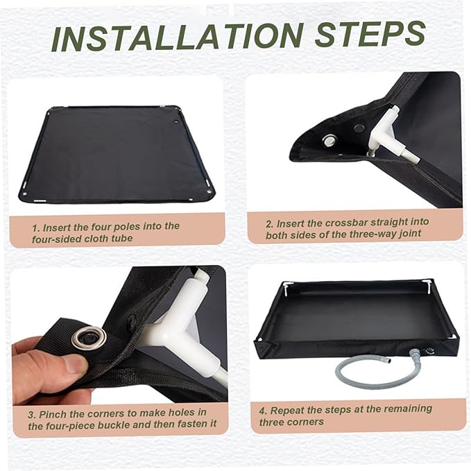 Portable Shower Pan 31.5x31.5x3.9 Inch Foldable Outdoor Shower Floor with Detachable Drain Pipe Ideal for Camping Garden Sand Toy Pet Car