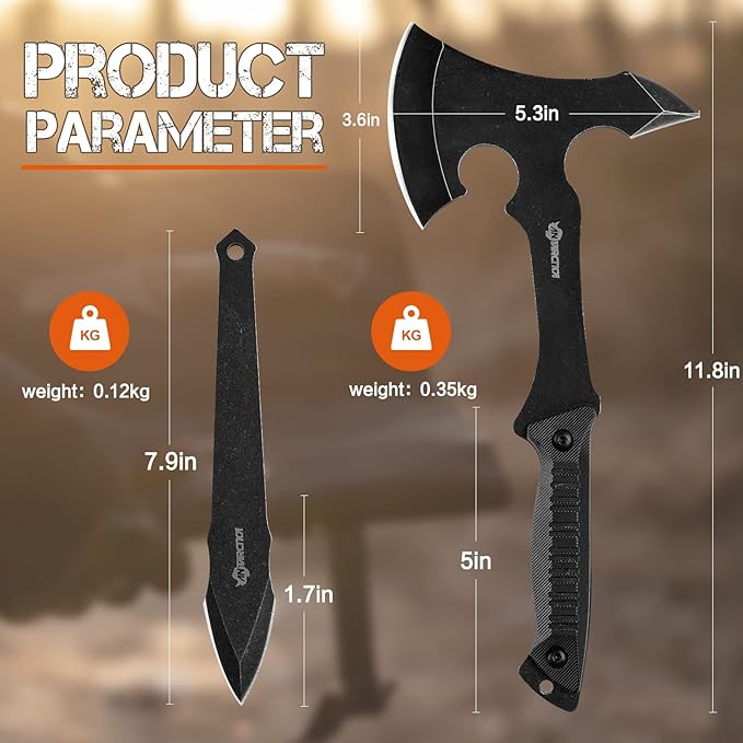 ANTARCTICA Throwing Axe Knife Set (Black) and ANTARCTICA Throwing Axes and Throwing Knives with Whetstone Set (Red) Bundle