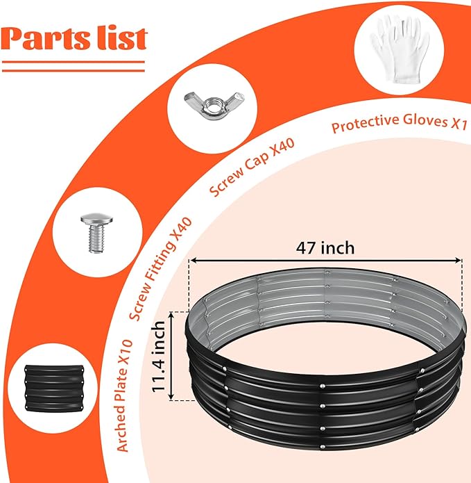 YSEJOMP 48 Inch Round Galvanized Fire Pit Ring/Fire Ring - Foldable and Perfect for Outdoor Gatherings and Campfires in The Yard/Garden/Park/Beach (Black+Gray 4 FT Diameter+1 FT Tall)