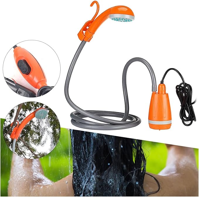 62W 12V Outdoor Plastic Fast Effluent Shower Head For Camping Hiking