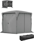11x11ft Quality Construction Pop-Up Gazebo Screen Tent with Removable Roof Cover and Retractable Wind Panels in Dark Gray