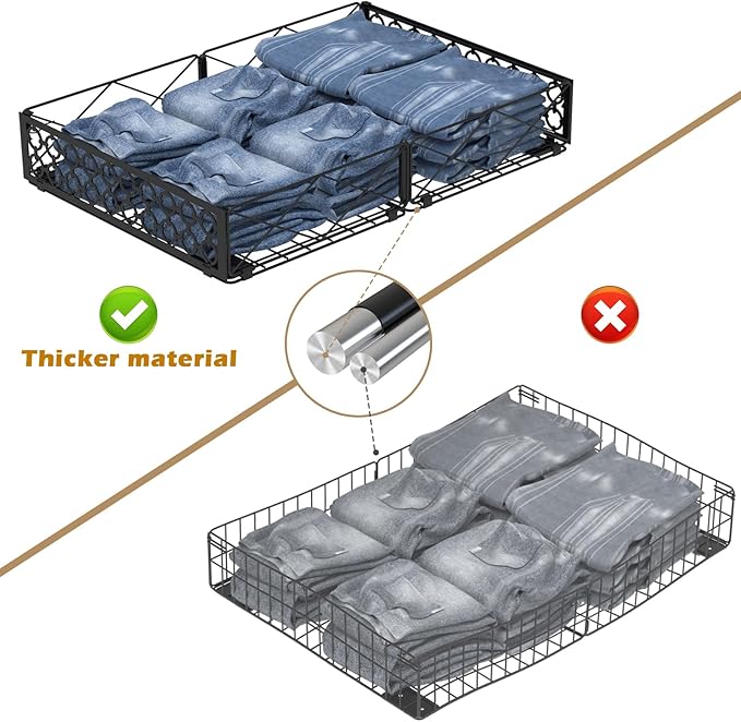 NADAMOO Under Bed Storage with Wheels 2 Pack Rolling Under Bed Storage ContainersFoldable Metal Under the Bed Organizer Bins for Bedroom Clothes Shoes Blankets