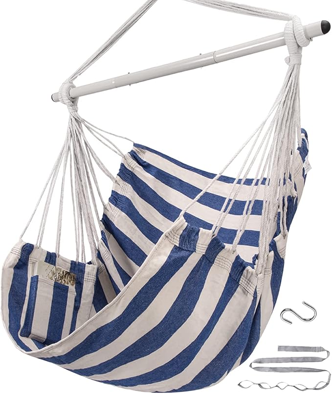 ADVOKAIR Hammock Chair Swing Heavy-Duty Hanging Rope Swing Seat Supports 500 Lbs Ideal for Outdoor Patio Backyard Porch Deck &amp Indoor Bedroom Use