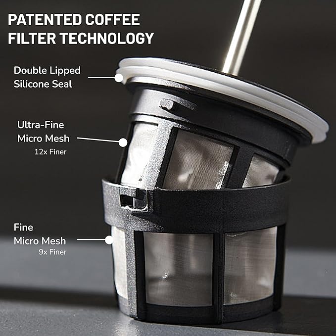 ESPRO Go P0 Ultralight French Press Coffee Maker for Travel Vacuum Insulated Stainless Steel 16 Ounces Brushed Stainless Steel