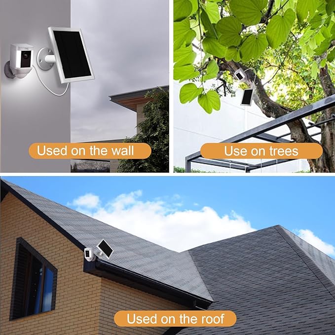 5W Solar Charger Compatible for Ring Camera with 10FT/3M Long Cable Compatible with Ring Spotlight Cam Plus/ProStick Up Cam/ProSpotlight Cam-3 Pack