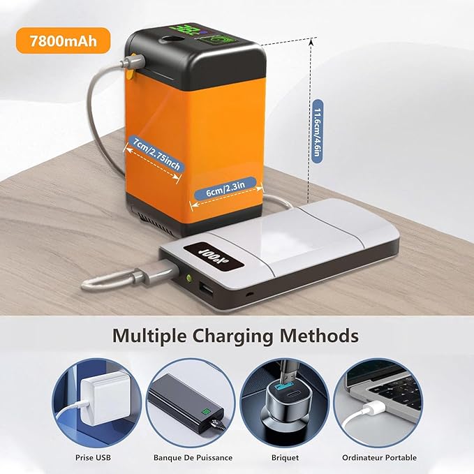 Camping Shower Pump 7800mAh Rechargeable Camping Shower with Carry Bag Shower Camping for Hiking Travel Car Washing RV Pet Bath