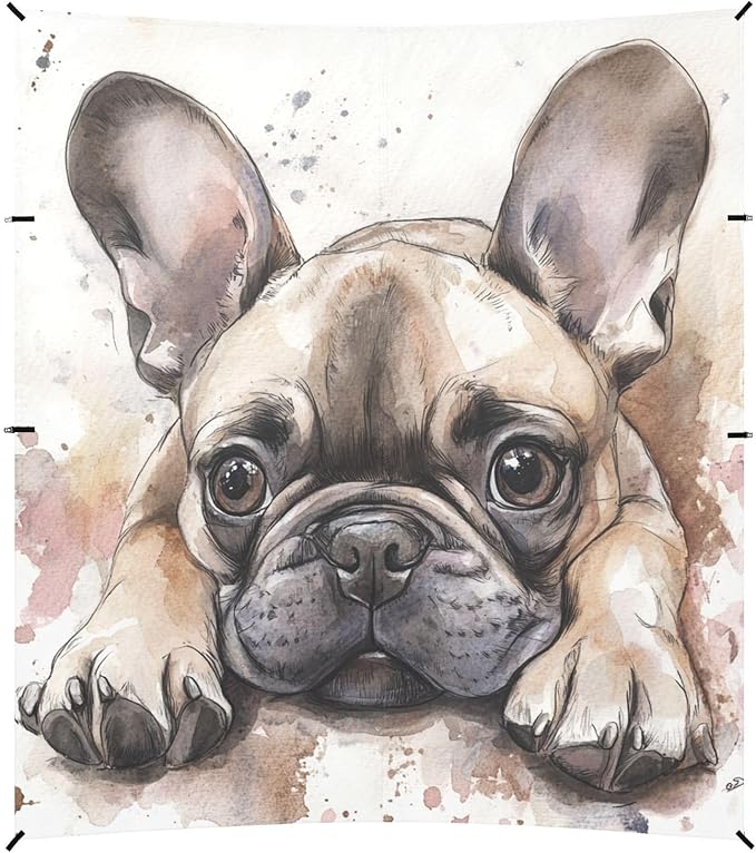 ALAZA Watercolor French Bulldog Playing Beach Tent Sun Shelter Portable Canopy Sunshade for Outdoor Camping Picnics Backyard Fun 10x9 ft