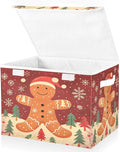 senya Christmas Baskets Collapsible Storage Bins with Lids Christmas Pattern Gingerbread Man Storage Boxes Clothes Baskets for Organizing