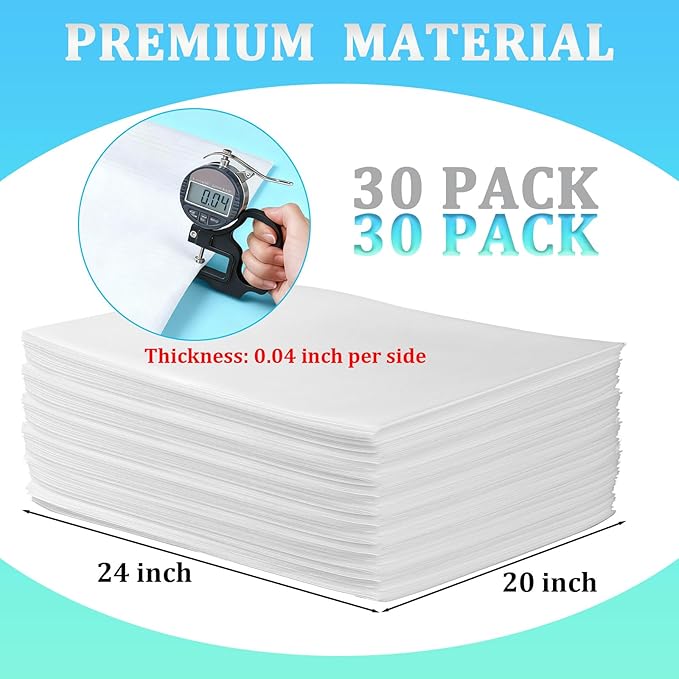 30Pack Large Foam Pouches 20x24 Inch Cushion Foam Pouch for Fragile Items Packing Supplies for Dishes Books Photo Frames and Canvas Artwork Plate Packing Sleeves for Moving Storage and Shipping