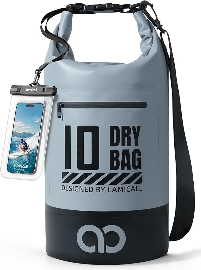 Lamicall 10L &amp 40L Dry Bag Waterproof Backpack - [Zippered Pocket] Roll Top Waterproof Bag Navy Blue &amp Lemon Yellow
