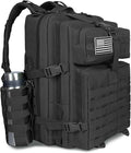 45L Military Tactical Backpack For Men Highland Assault Large Army Pack 3 Day Molle Bug Out Bag With Water Cup Bag Outdoor Camping Hiking Daypack Black Rucksack