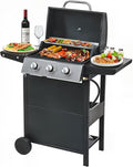2 and 1 Burner Propane Gas Grill Stainless Steel BBQ Grill 31000 BTU for Outdoor Cooking Kitchen Garden and Patio Backyard Barbecue Black and Silver