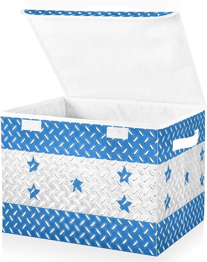 foldable 40 L storage bin with lid with handles heavy duty storage bag organizer Christmas for Home Office Organization Honduras Flag Honduran National Blue