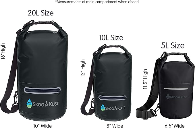 Skog Å Kust DrySak - Roll Top Waterproof Bag for Travel &amp Outdoors - 5 10 &amp 20 Liter sizes
