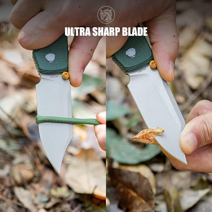 Vosteed Raccoon2.0 Bowie Blade EDC Knife - 3.25 14C28N Steel Micarta Handle Top Liner Lock - Outdoor Camping Hunting - A2911