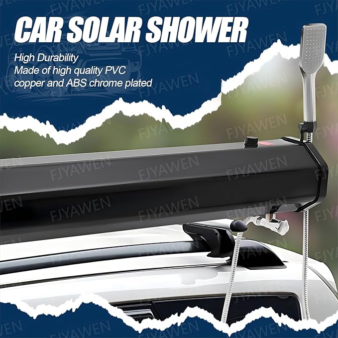 Pressurized Water Tank for Camping Shower Roof-Rack Shower for Off-Road Vehicles Pick-Up Trucks SUV Water Tank W/ 4.9ft Water Pipe &amp Shower Head 7.93gal/30L