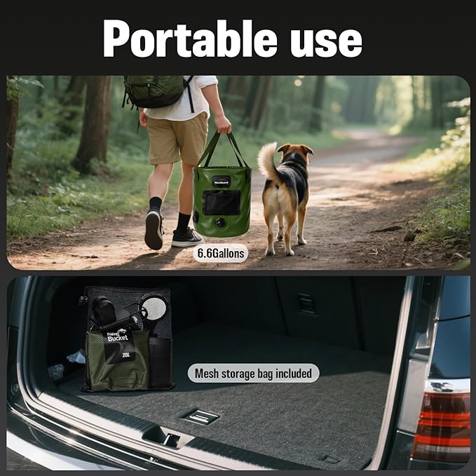Portable Camping Shower 6000mAh Rechargeable Shower Pump Large Capacity Foldable Bucket 6' 7 Filtered Shower Head Summer Beach Outdoor Camp Showering Hiking Pet Bath RV Car Wash Water Plant