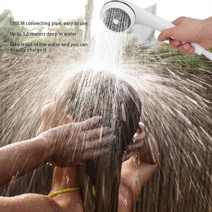 Zunate Portable Electric Shower ABS Material Long Battery Life Outdoor Camp Shower Camping SPA Car Washing with 180CM Pipe for Animal Bathing Plant Watering (Roseate)
