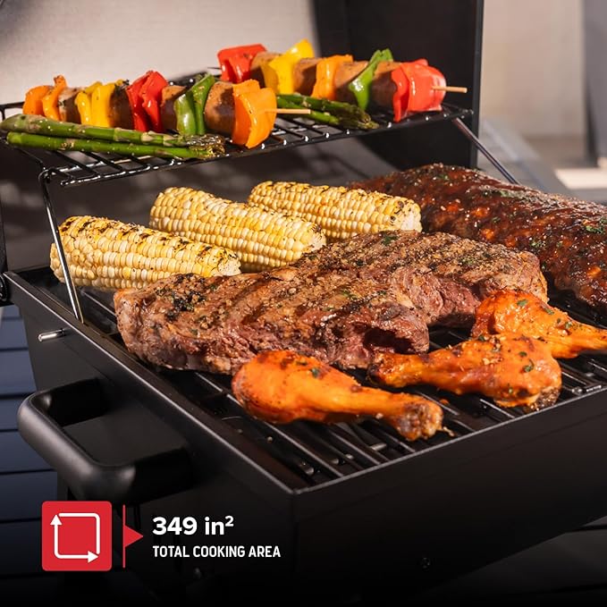 Nexgrill 17.5 Portable Charcoal Grill with Adjustable Chimney Vent 349 SQ. In Cooking Area Table Top Grill for Camping Outdoor Cooking Patios and More – 820-0258