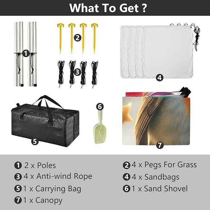 xigua Bird Beach Tent Sun Shelter with Carrying Bag - Silver Coated Oxford Fabric Beach Canopy for Beach Camping Fishing - Includes Windproof Ropes Sandbags &amp Stakes