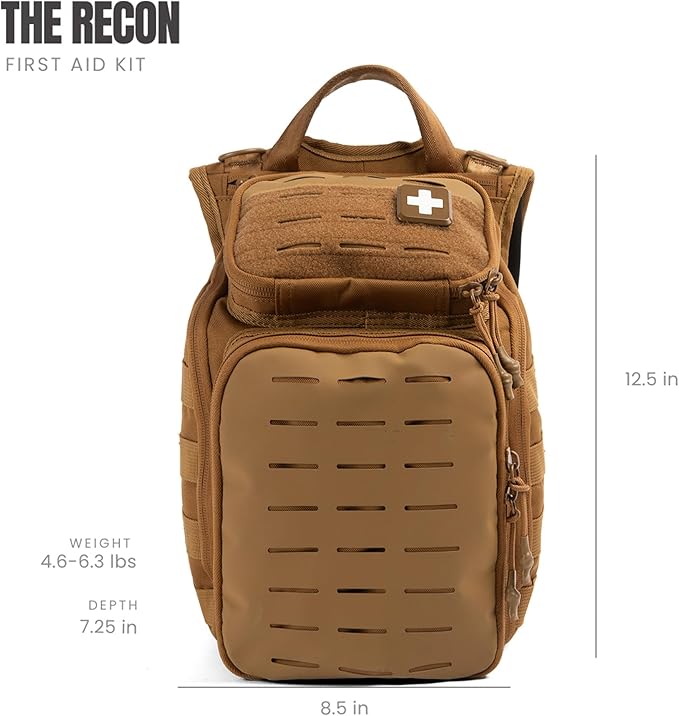 MY MEDIC The Recon Standard Emergency Medical Kit - First Aid Survival Essentials &amp Supplies | Must Haves for Any Home Car Travel Office or Business - Coyote