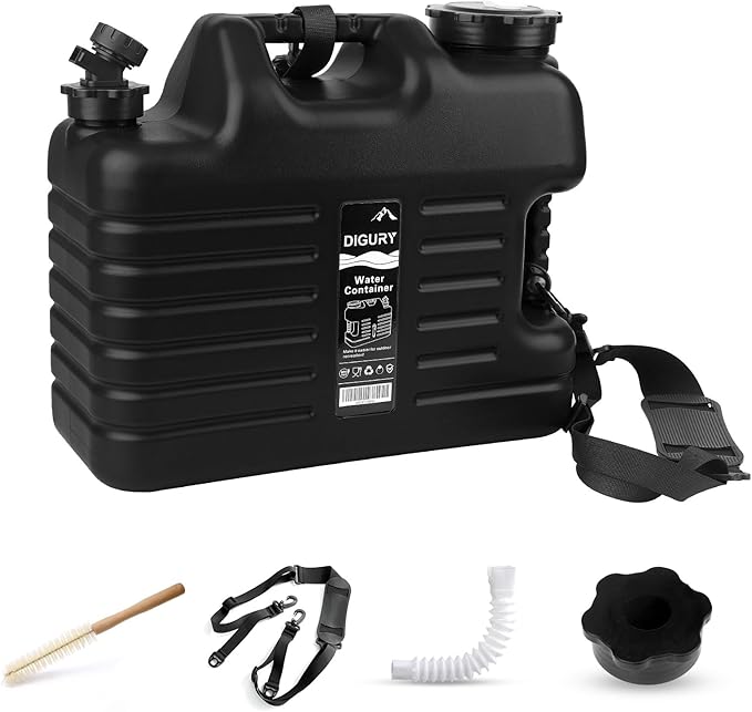 Digury 5 Gallon Water Jug Camping Water Container BPA Free Water Storage with Spigot No Leakage Portable Emergency Water Tank for Outdoor Hiking Camping Picnic Supplies Black