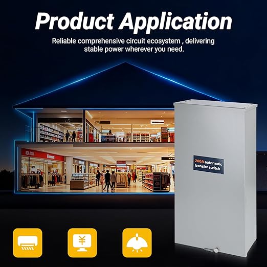 Universal 200A Automatic Transfer Switch with Power ManagementReplacement for Generac RXSW200A3. Features a Rugged NEMA 3R Aluminum Enclosure for Outdoor use.