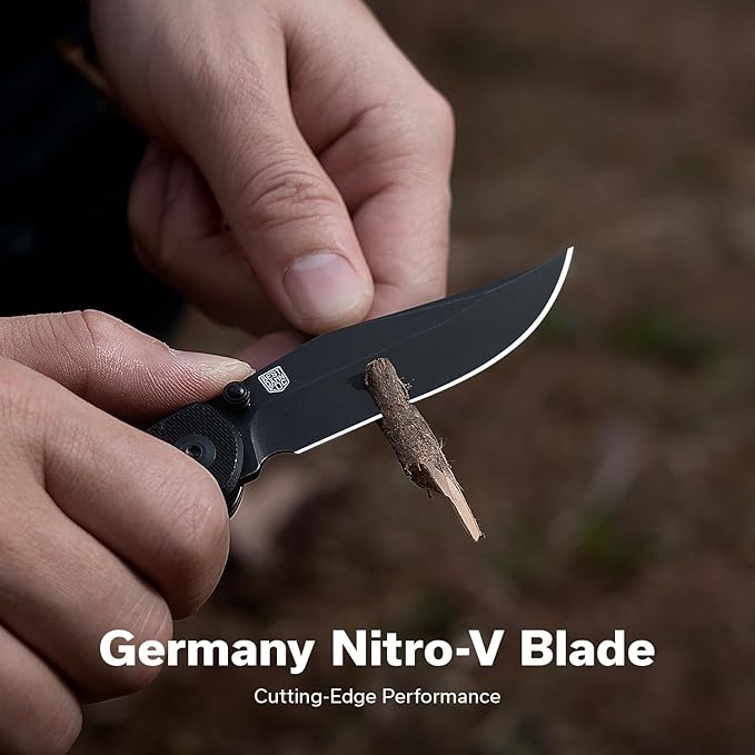 CIVIVI Clingman EDC Pocket Folding Knife with Titanium Reversible Clip 2.99 Nitro-V Blade G10 Handle Liner Lock Knife Gift for Men Women C23065-1 (Black)