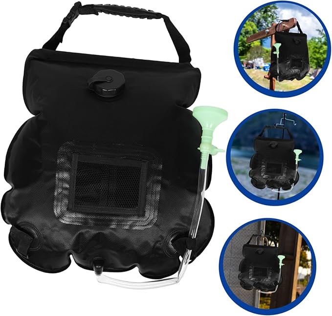 VANZACK Portable Solar Shower Bag Removable Hose and Shower for Outdoor Camping Hiking and Beach Travel Design for Personal Cleaning and Equipment Washing