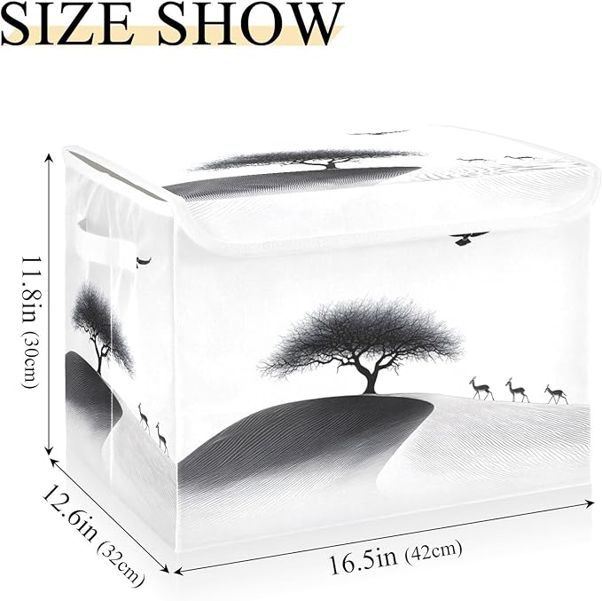 Storage Cube with Lid Silhouettes Landscape Print 16.5×12.6×11.8 IN Collapsible Large Capacity Foldable Storage Basket Bin Organizer