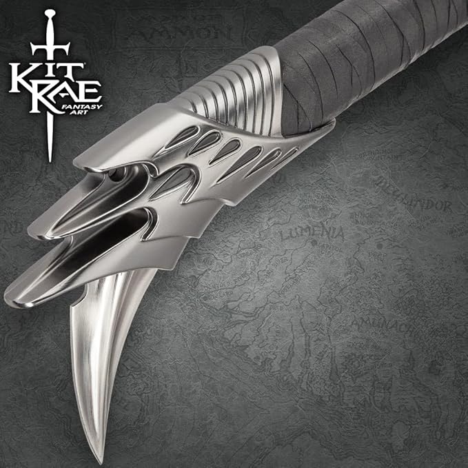 Kit Rae Black Legion War Axe - Special Edition | 19 1/2 420 Stainless Steel Blade | Leather-Wrapped Grip | Solid Metal Fittings with Back Spike | Includes Art Print &amp Certificate | 36 Overall