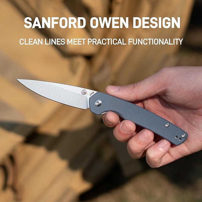 CJRB Kain Pocket Knife for Men 2.95'' AR-RPM9 Steel Blade G10 Handle Folding Knife with Pocket Clip for Camping Hiking Survival Designed by Sanford Owen(J1956)