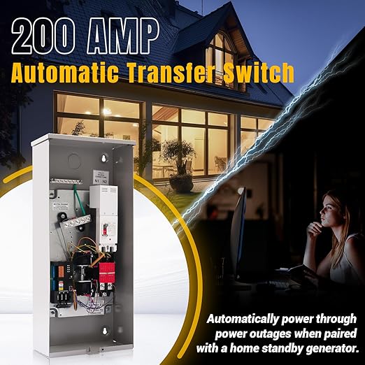 200 Amp Automatic Transfer Switch w/Power Management Replacement for Generac RXSW200A3 NEMA 3R Aluminum Enclosure for Indoor and Outdoor Use Compatible with Evolution or Nexus Generator Controllers