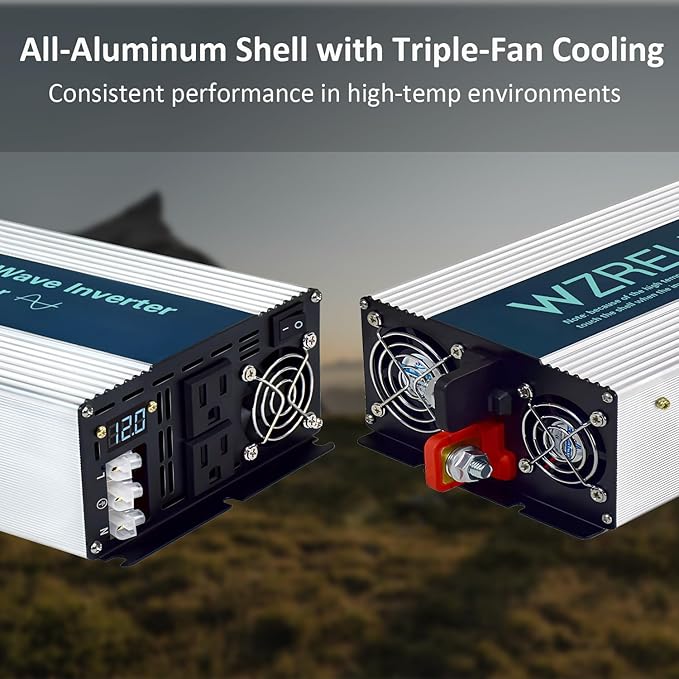 WZRELB 4000W Pure Sine Wave Inverter Car Power Inverter 48V DC to 110V 120V AC Converter for RV Truck Solar Outdoor with Dual AC Outlets Hardwire Port Surge 8000W LED DisplayOff-Grid