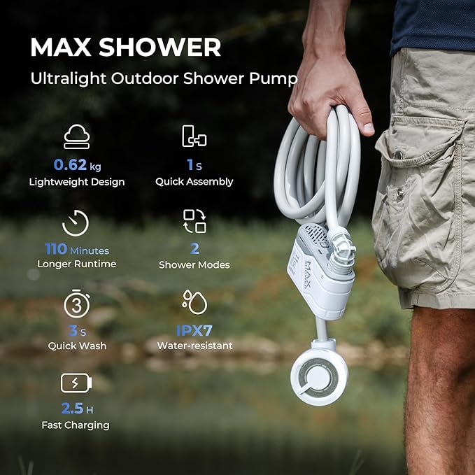 FLEXTAILGEAR Zero Pump Portable Air Pump for Inflatables &amp FLEXTAILGEAR MAX Shower Outdoor Shower Pump